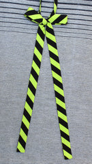 black & neon green striped bow tie- super long!