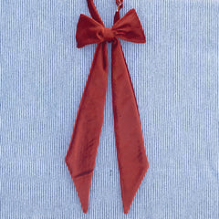 rust velvet pussy bow tie