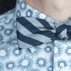 Black & grey stripes bow tie- classic batwing