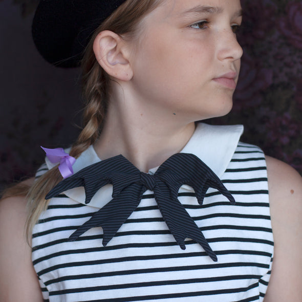 mini grey stripe bat tie